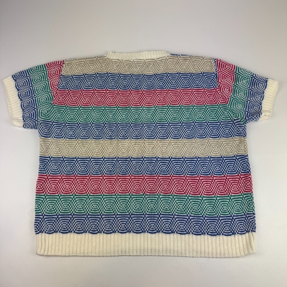 I.C. Isaacs Womens Size Petite L Short Sleeve Knit Sweater Striped - Picture 7 of 7